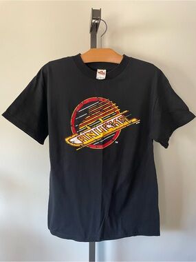 Y2K Vintage Vancouver Canucks Flying Skate T-Shirt Alstyle Mid 2000s Black